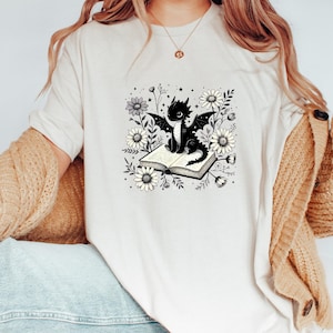 Dragon Book T-Shirt,  Fantasy Bookworm T Shirt, Floral Dragon Book Lover Shirt, Book Club Shirt, Literary Gift, Bookworm Shirt, Bookish