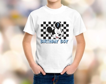 Birthday Boy Classic Checker Winking Mickey Mouse T-Shirt, Mickey Birthday Boy T Shirt, Disneyland Disney World Birthday Boy Shirt, Mickey