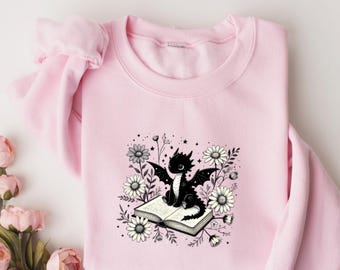 Fantasy Dragon Sweatshirt, Book Lover Gift, Bookworm Crewneck, Reading Club Sweatshirt, Literary Sweatshirt, Cozy Fantasy Top