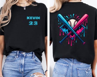 Custom Baseball Drip T-Shirt, Personalized Baseball Drip T Shirt for Kids, Boy Birthday Baseball Tee,Ice Cream Drip Shirt,Baseball Mom Shirt