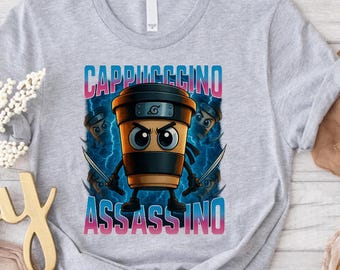Cappuccino Assassino Coffee T-Shirt, Funny Gen Z Brainrot Meme Tee, Unisex Espresso Lover Shirt, Italian Coffee Gift Top