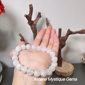 Natural Moonstone Crystal Bracelet: Calming Gemstone, Good Luck Charm
