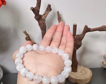 Natural Moonstone Crystal Bracelet: Calming Gemstone, Good Luck Charm