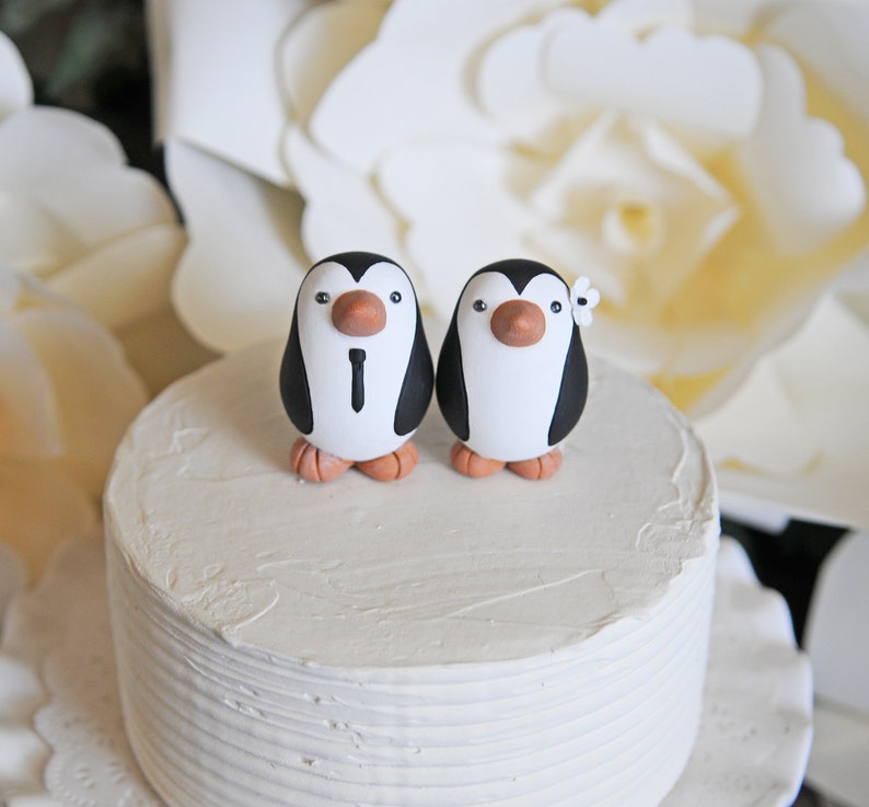 Penguin Wedding Cake Topper Small image 1