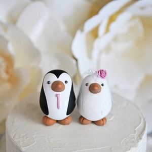 Custom Wedding Cake Topper -- Penguin Cake Topper -- Small
