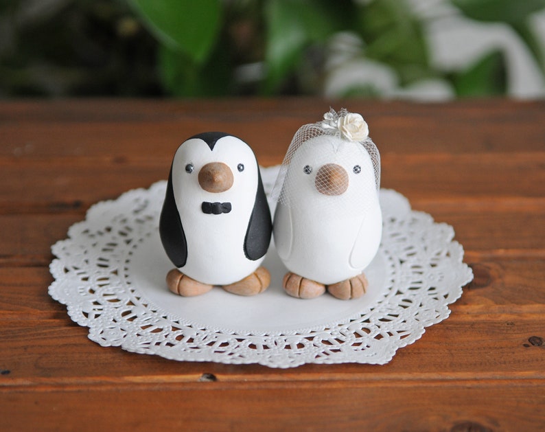 Custom Wedding Cake Topper Penguin Cake Topper Small image 5