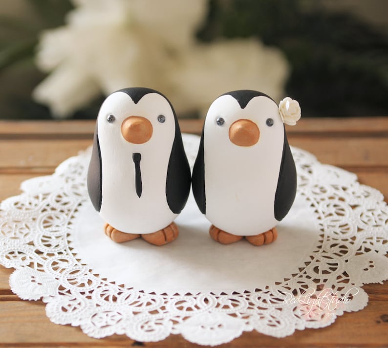Penguin Wedding Cake Topper Medium image 3