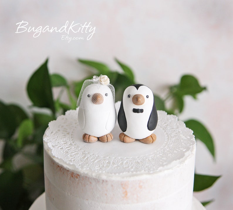 Penguin Wedding Cake Topper Small image 1