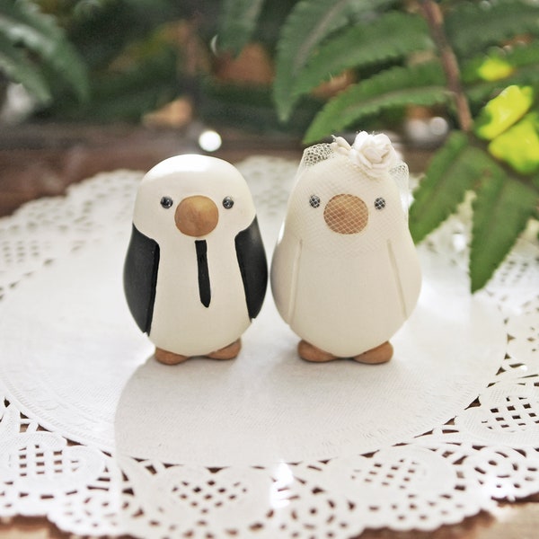 Wedding Cake Topper -  Small Hand Painted Love Birds