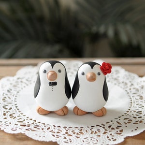 Custom Wedding Cake Topper Penguin Cake Topper Small image 2