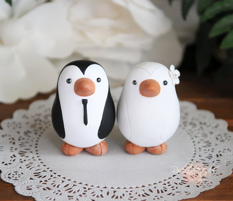 Penguin Wedding Cake Topper Medium image 1