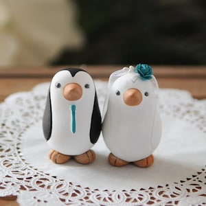 Custom Wedding Cake Topper -- Penguin Cake Topper -- Small