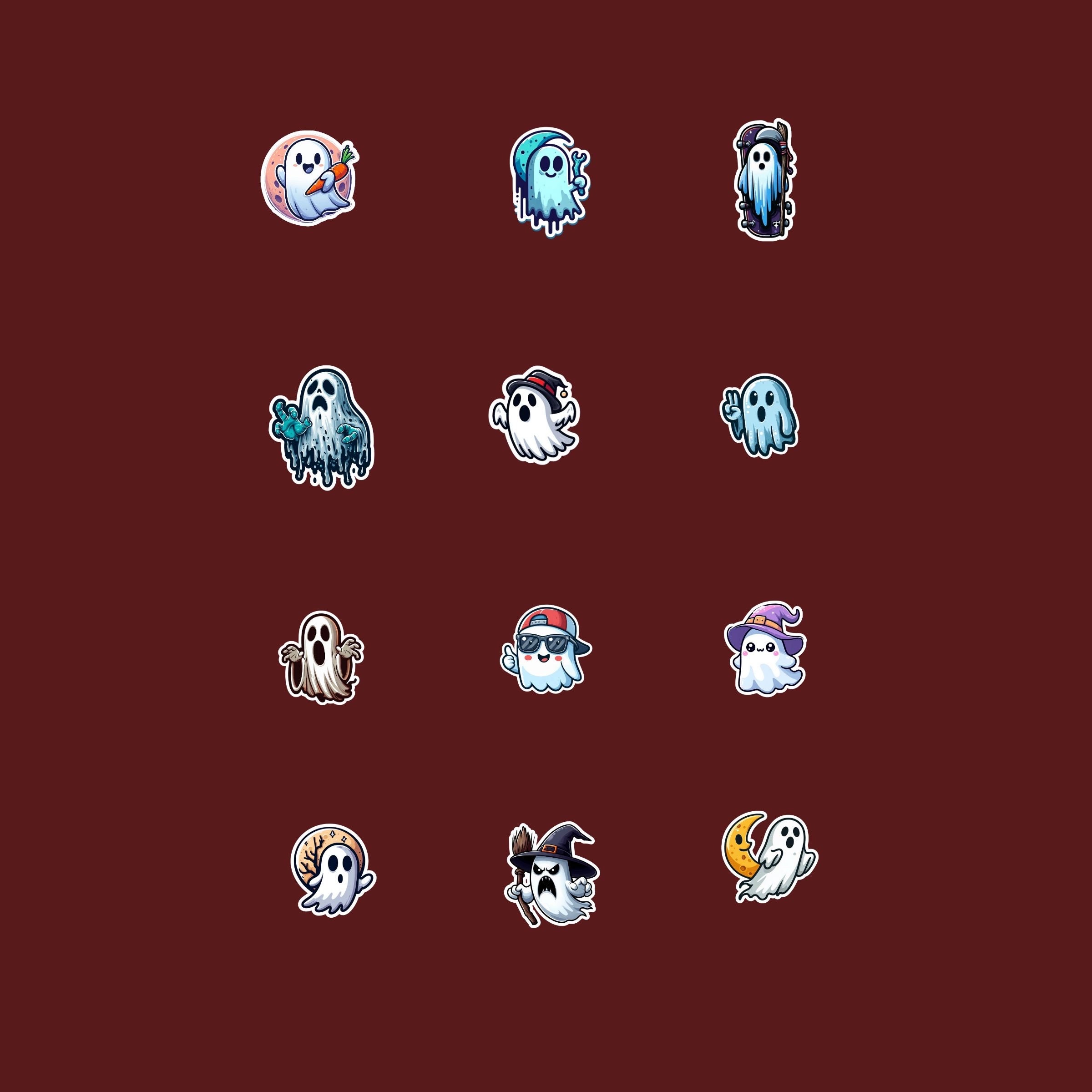 Ghosts Digital Download Stickers, Ghost Stickers PNG and PDF, Printable ...