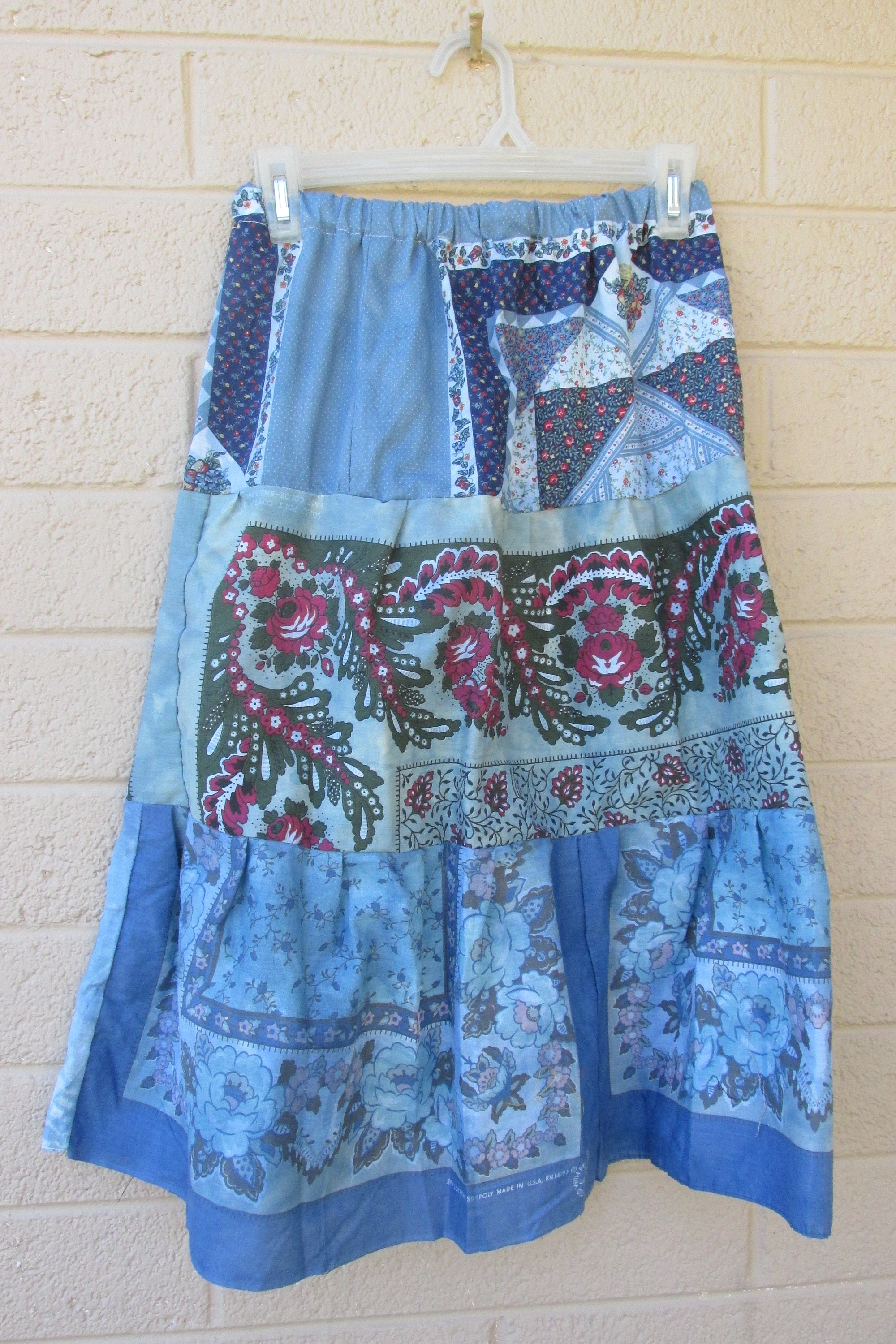 Blue patchwork bandana skirt
