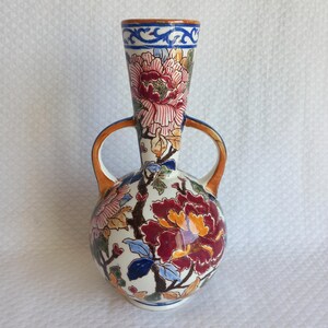 Gien Pion Cachepot och Amforavas, Vintage Fransk Fajans, Handmålad Blomsterdekor