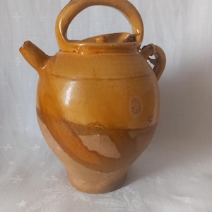 Antique glazed terracotta water jug, late 19th century