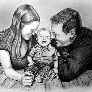 Custom Portrait - Order Your Personalized, Hand-Drawn Portrait - 11x14 art - Special Gift Idea