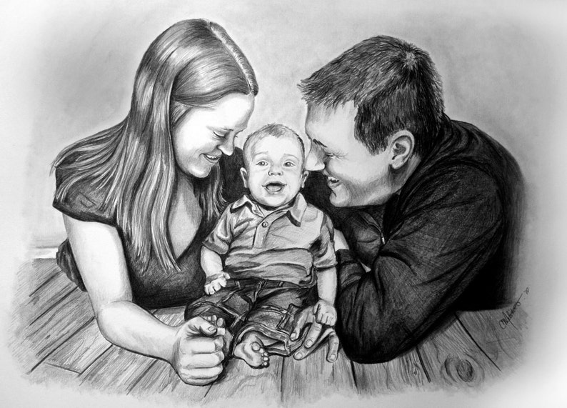 Custom Portrait Order Your Personalized, Hand-Drawn Portrait 11x14 art Special Gift Idea image 1