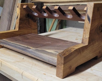 Walnuss & Weißeiche Pistolenständer | Pistolenständer | Nachttisch Organizer Handarbeit aus Holz