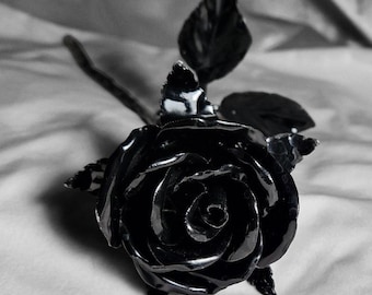 Rosa de acero artesanal, regalo de aniversario para siempre, decoración floral de metal