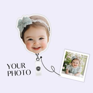 Personalized Baby Face Keychain, Custom Dog Badge Reel, Cat Face Badge Reel, Badge Reel for Office Worker, For Teacher Badge Reel