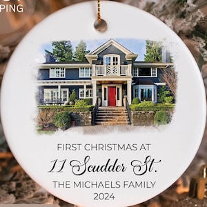 New Home Ornament - Personalized New Home Christmas Ornament - Watercolor Photo Ornament - Custom Photo - Ornament Home  Collection Our New