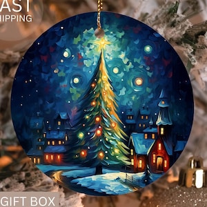 Christmas 2024 Ornament, Christmas Decoration, Holiday Gift Idea, Heirloom Keepsake, Round Ceramic, Gift Exchange,  Idea, Xmas Tree Ornament