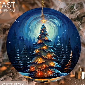 Christmas 2024 Ornament, Christmas Decoration, Holiday Gift Idea, Heirloom Keepsake, Round Ceramic, Gift Exchange,  Idea Xmas Christmas Tree