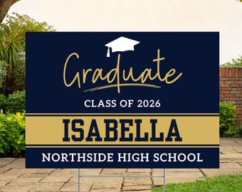 Personalized Graduation Yard Sign, Class of 2026, Custom Grad Yard Sign