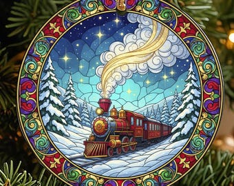 Train Christmas Ornament, Locomotive Ornament, Train Keepsake