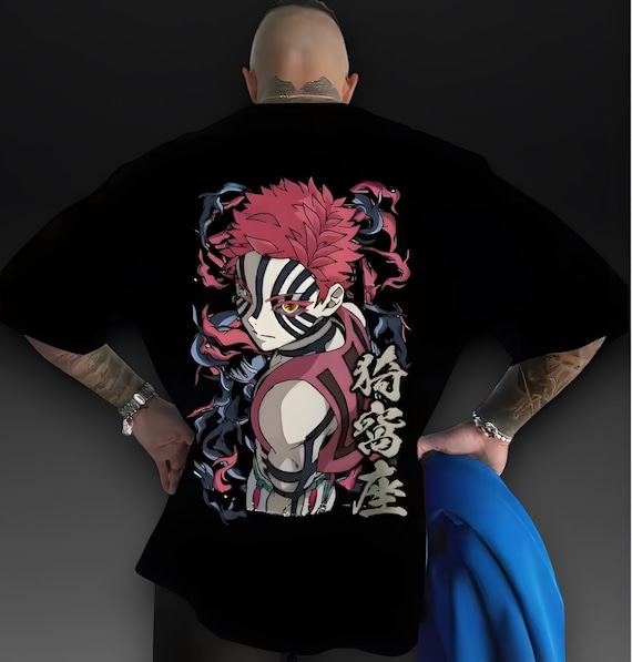 Rengoku Akaza Halbgesicht Feuer Dämon Anime Vintage