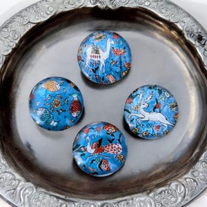 Handgjorda palestinska Khalili-kylmagneter med djurmönster - 4-pack