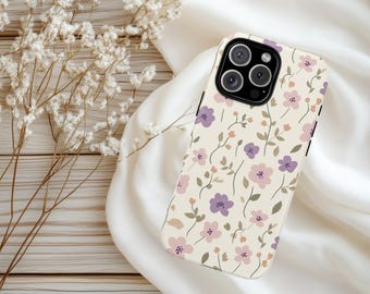 Floral Phone Case: Soft Pink & Purple Vintage Design
