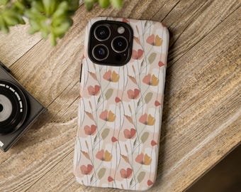 Phone Case, Minimalist Floral Print, iPhone 16 case, iPhone 15 case, iPhone 15 pro case, iPhone 13 case, iPhone 12 case, iPhone 11 Case