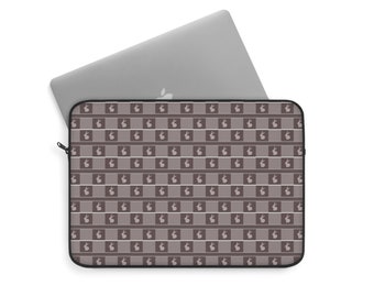 Bunny Pattern Laptop Sleeve – Stylish Brown Notebook Cover