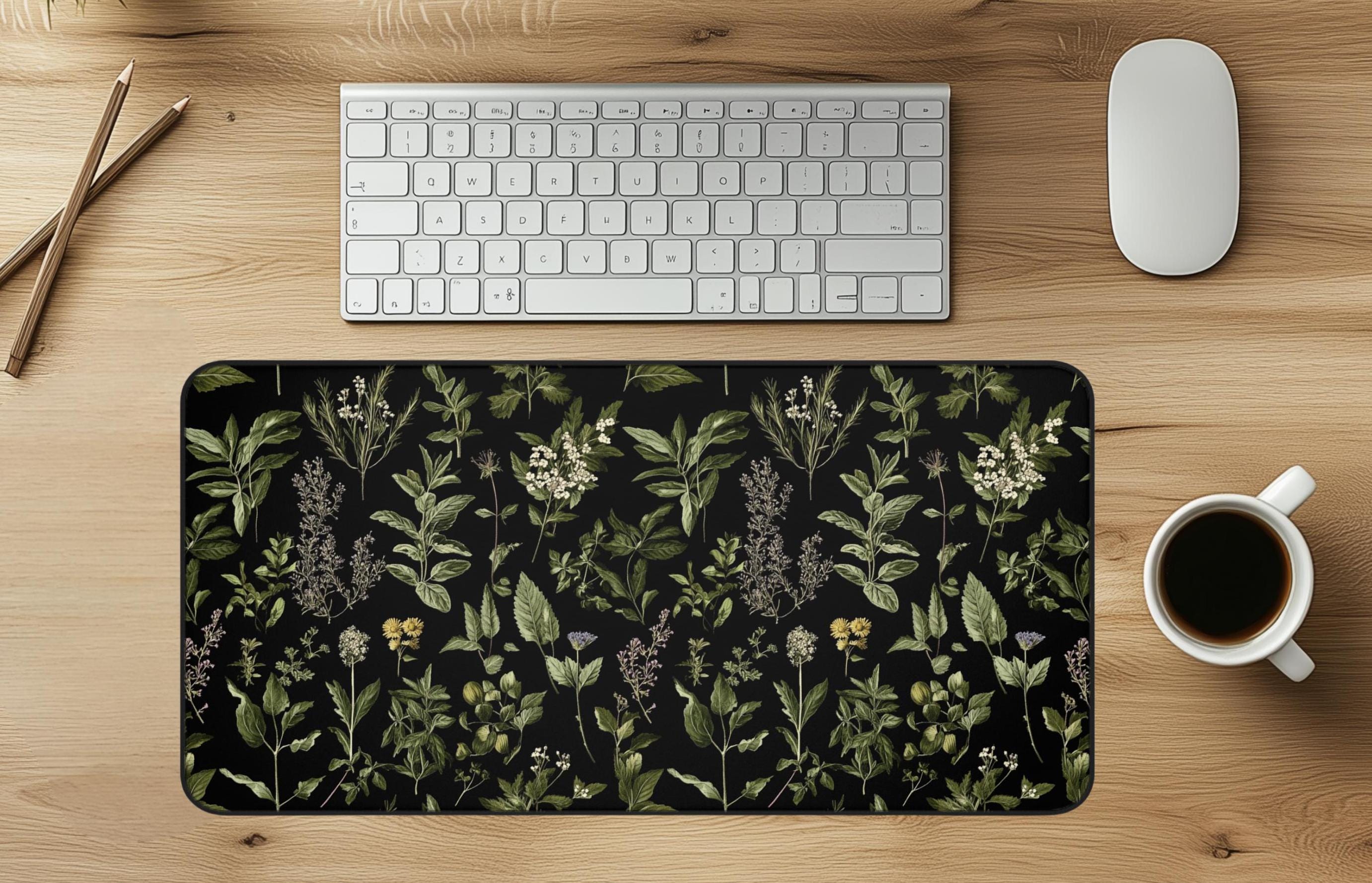 Vintage Botanical Desk Mat: Dark Cottagecore Floral Keyboard Pad - Etsy