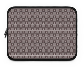 Bunny Pattern Laptop Sleeve, Brown Laptop Case, Water Resistant