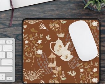 Vintage Tea Garden Mousepad – Floral Desk Mat, Non-Slip