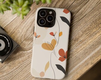 Minimalist Floral Print Phone Case, iPhone 16 case, iPhone 15 case, iPhone 15 pro case, iPhone 13 case, iPhone 12 case, iPhone 11 Case
