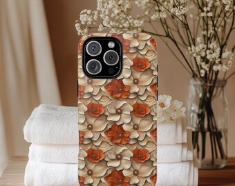 3d Bohemian Flower Phone Case, Floral Sturdy iPhone Case for iPhone 16/15/14/13/12/11 Pro/Plus, Samsung, Galaxy, Google Pixel