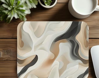 Modern Art Mouse Pad, Office Desk Accessory, Neutral Colors Desk Mat, Abstract Design Rectangle Mousepad, Christmas Gift for Coworker