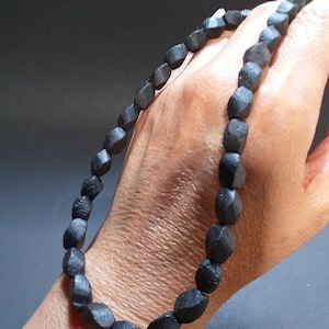 7x11mm Natural Black Lava Twisted Beads Full Strand  - FACTORY DIRECT WHOLESALE Price