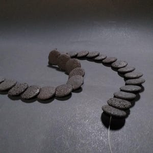 20mm Natural Black Lava Round Disc Overlapped Beads Full Strand ...