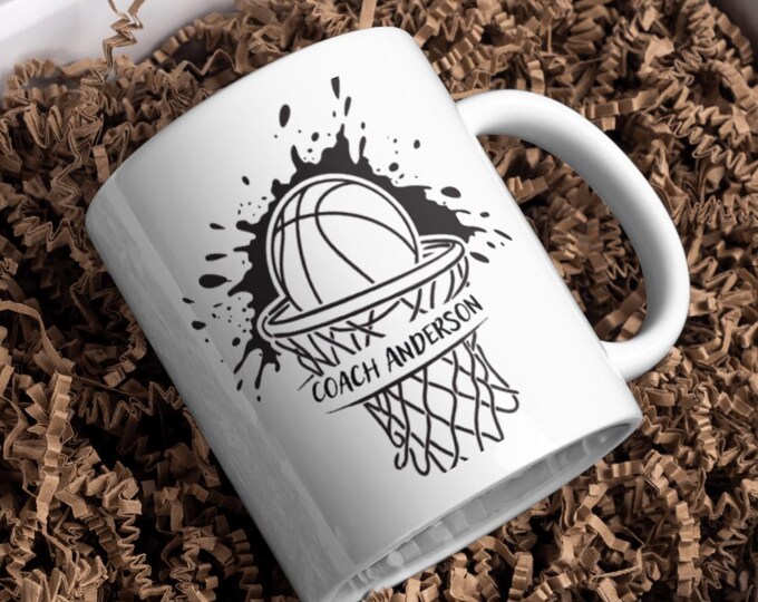 Custom Basketball Coach Mug | Personalized Sports Coach Gift | Game Day Coffee Cup | Team Leader Appreciation Present | Coach Thank You