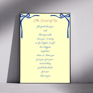Plakat z listą utworów Gracie Abrams „The Secret of Us” – estetyczny wydruk albumu, sztuka ścienna muzyki indie, minimalistyczny plakat, prezent dla fana, wystrój pokoju
