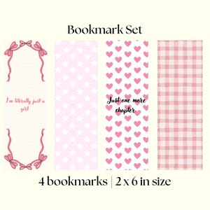 Coquette Aesthetic digitale bladwijzers – set van 4 afdrukbare bladwijzers