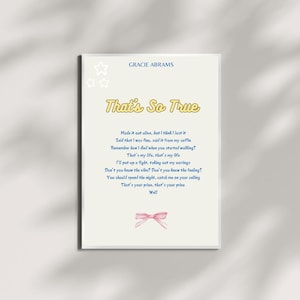 Gracie Abrams - That’s So True Print: Indie Pop Art (PDF)