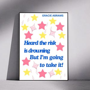 Gracie Abrams „Risk” A4 Plakat | Gracie Abrams Wydruk, Gracie Abrams Ryzyko, Gracie Abrams Sztuka, Fan Girl Plakaty, Gracie Merch, Prezenty dla niej