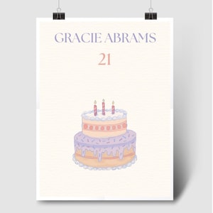 Gracie Abrams &quot;21&quot; Digital Print | Gracie Abrams Poster, Gracie Abrams Print, Gracie Abrams Merch, Gracie Abrams Wall Art, 21 Print
