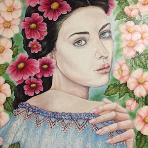 Chica ucraniana – pintura al óleo. Artista ucraniana, obra de autor, regalo exclusivo.